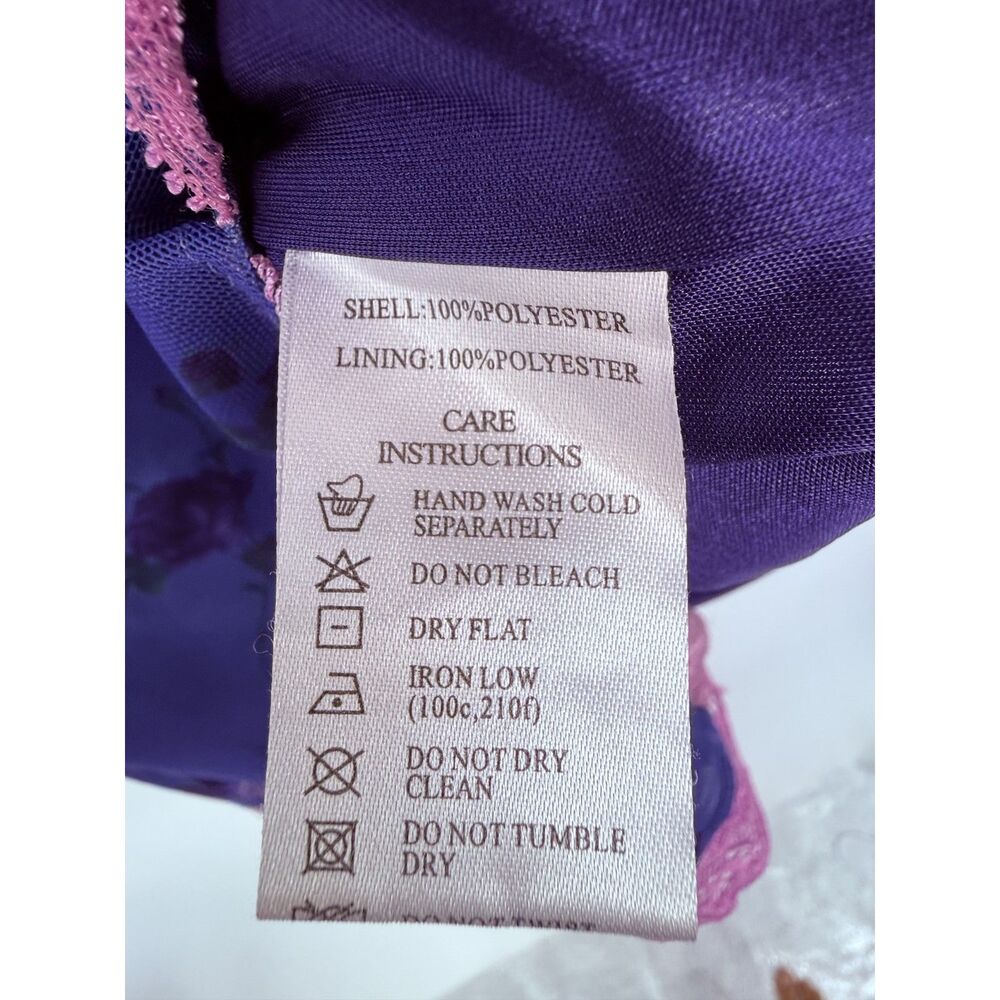 Motel Rocks Purple Lace Trimmed Mesh Mini Dress Size XS - Picture 5 of 6